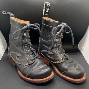 JOHN FLUEVOG  Frontiers High Wyatt Western Combat Boots  Black Leather Sz 4